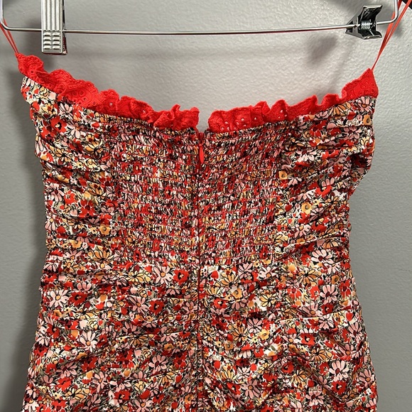 Musette Mini Ruffle Cottage Boho style mini bustier top floral dress size small - Picture 14 of 16